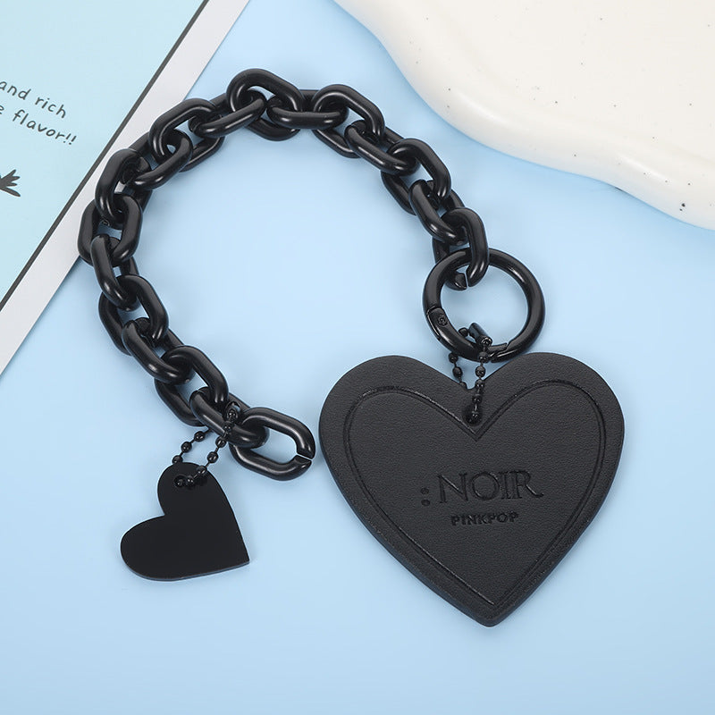 Wholesale Black Bracelet Love Pendant Leather Keychain